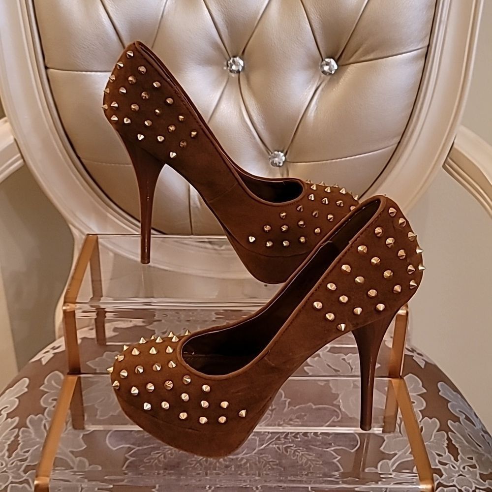 Shoedazzle Suede Spike Platform Stilettos
